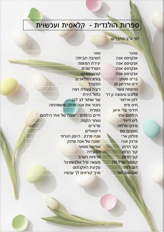 ספרות הולנדית – המלצות קריאה