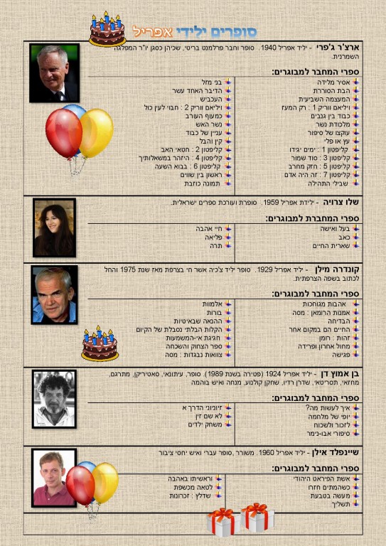 סופרים ילידי אפריל- המלצות קריאה!!
