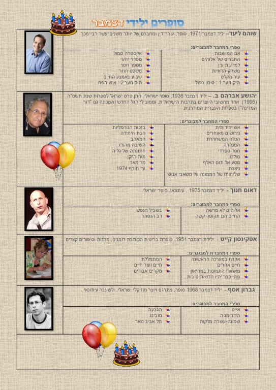 סופרים ילידי דצמבר – המלצות קריאה!!